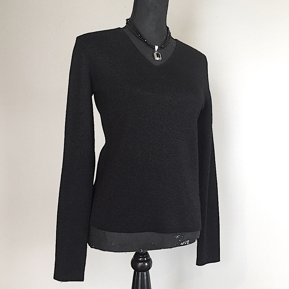 Metallic silk and cashmere pullover